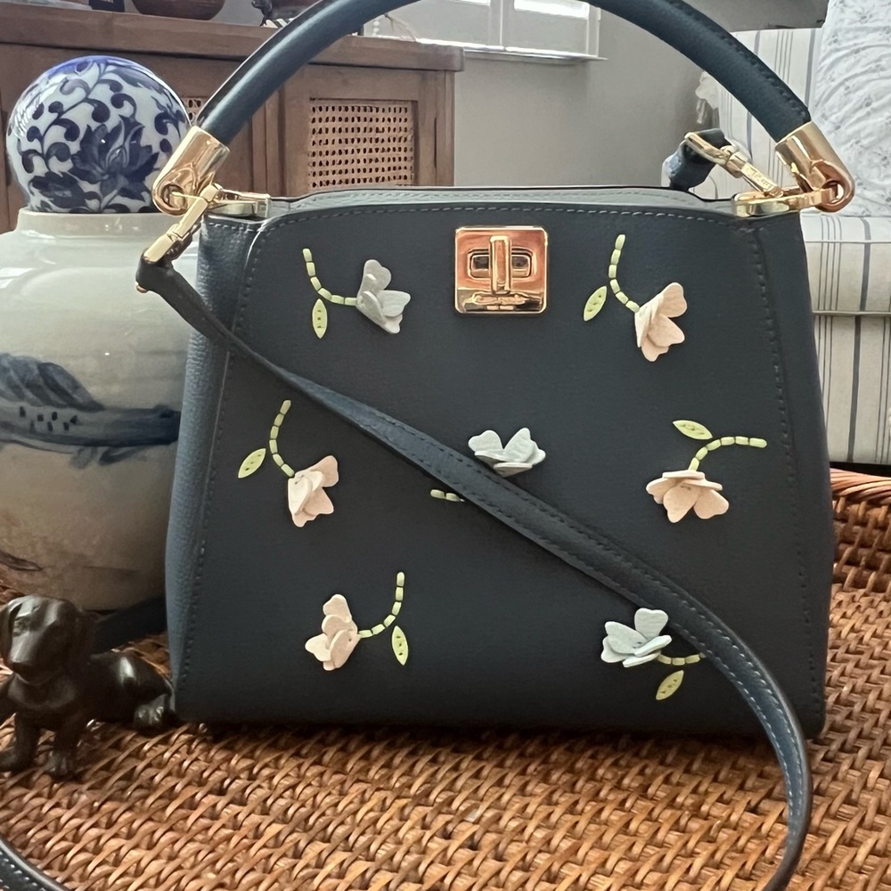 Kate Spade Phoebe Floral Appliqué Small Top handle bag in color Bluestone
